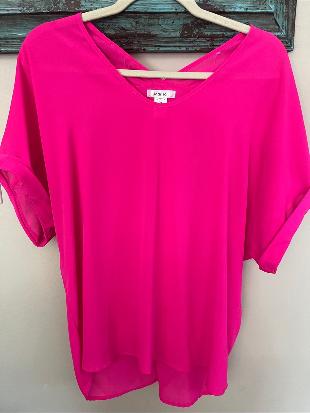 Marisol Hot Pink V-Neck Tunic Top